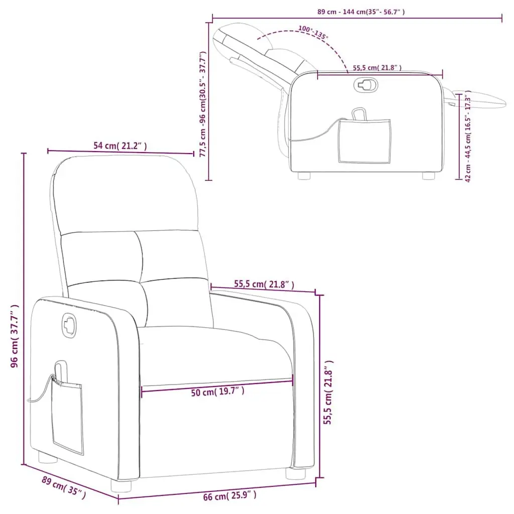 Grey Fabric Massage Recliner Chair with Vibration