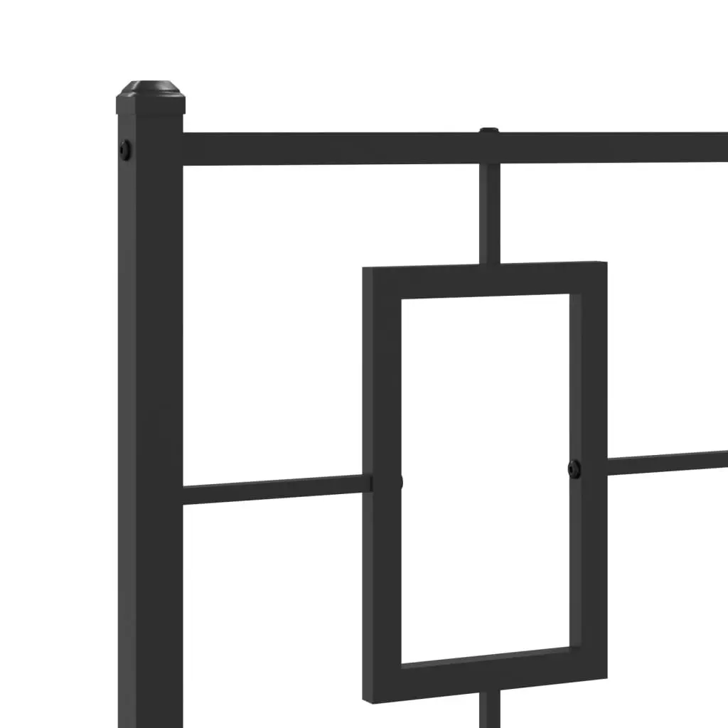 Metal Bed Frame Black 90x190 cm Powder-coated Steel with Headboard and Storage Space