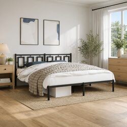 King Size Metal Bed Frame with Headboard, 183x203cm