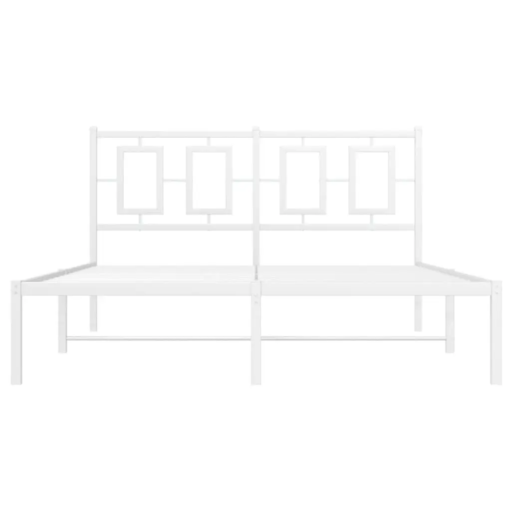 White Metal Bed Frame 135x190 cm with Headboard