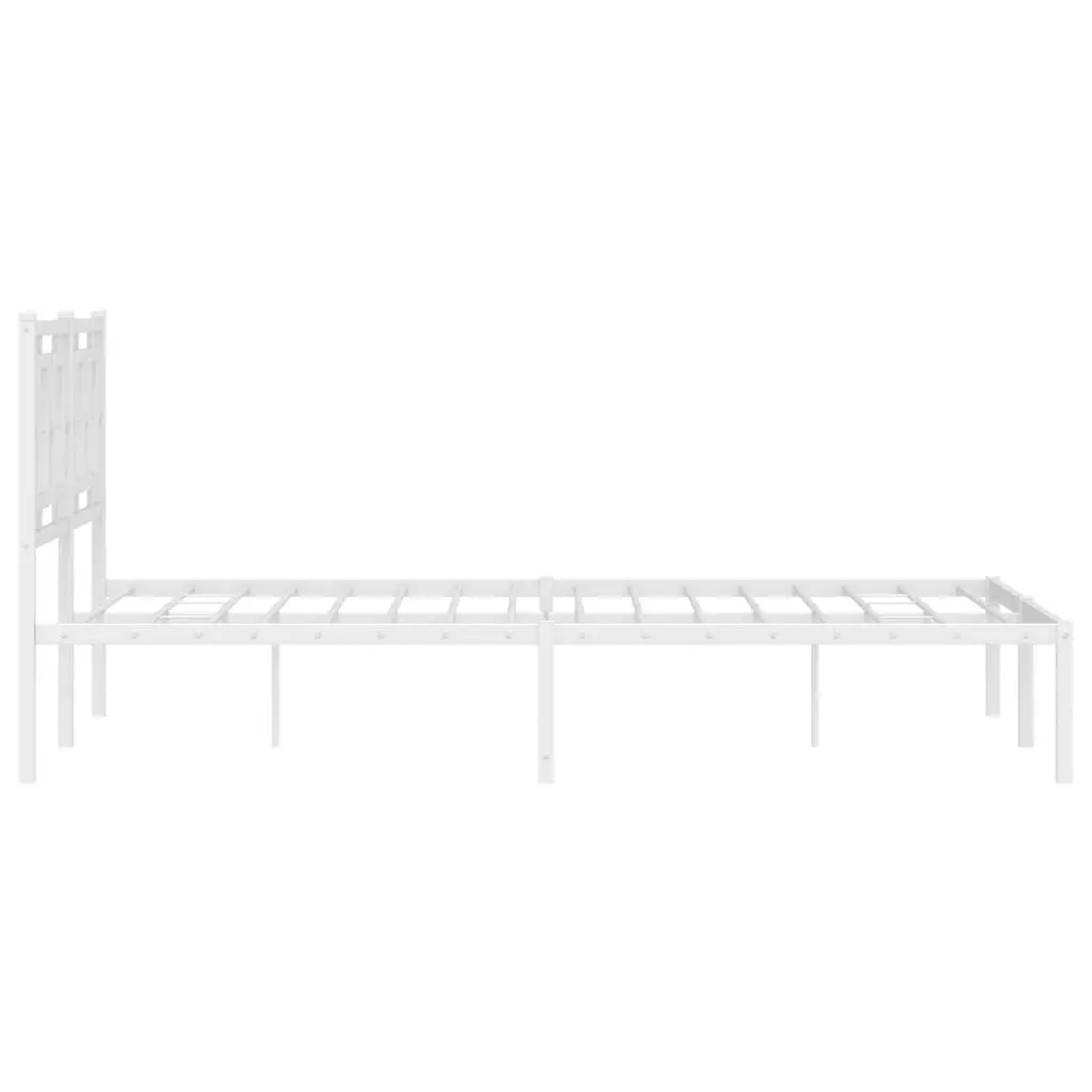 White Metal Bed Frame 135x190 cm with Headboard