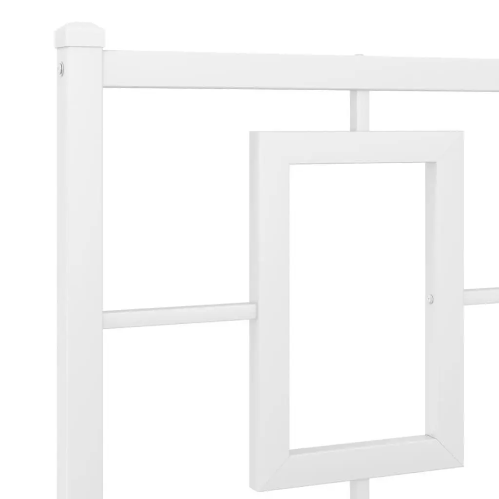 White Metal Bed Frame 135x190 cm with Headboard