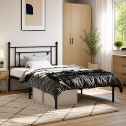 King Single Metal Bed Frame with Headboard 107x203cm
