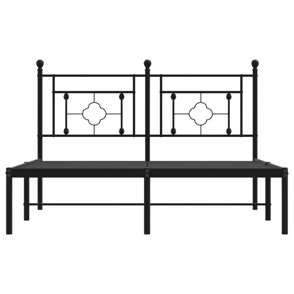 Black Metal Bed Frame 135x190cm with Headboard