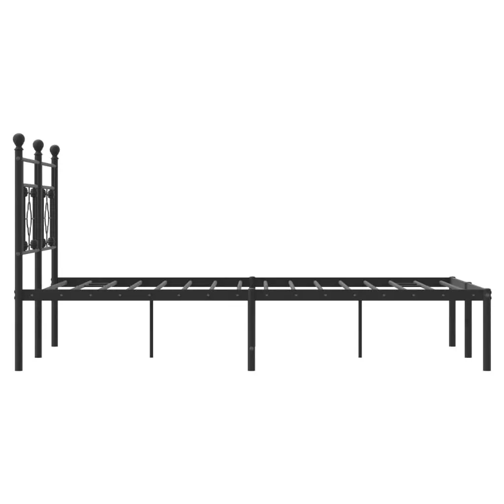 Black Metal Bed Frame 135x190cm with Headboard