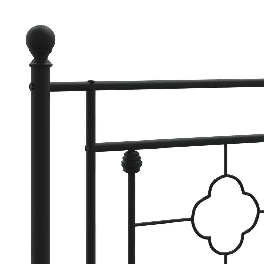 Black Metal Bed Frame 135x190cm with Headboard