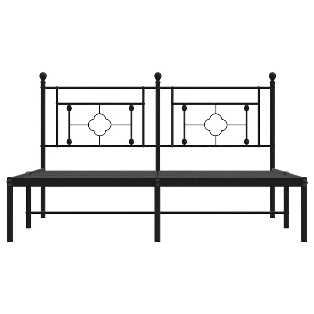 Black Steel Bed Frame 150x200 cm with Headboard