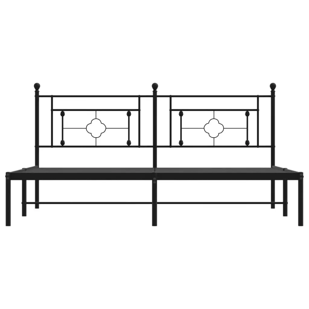 King Size Metal Bed Frame with Headboard in Black