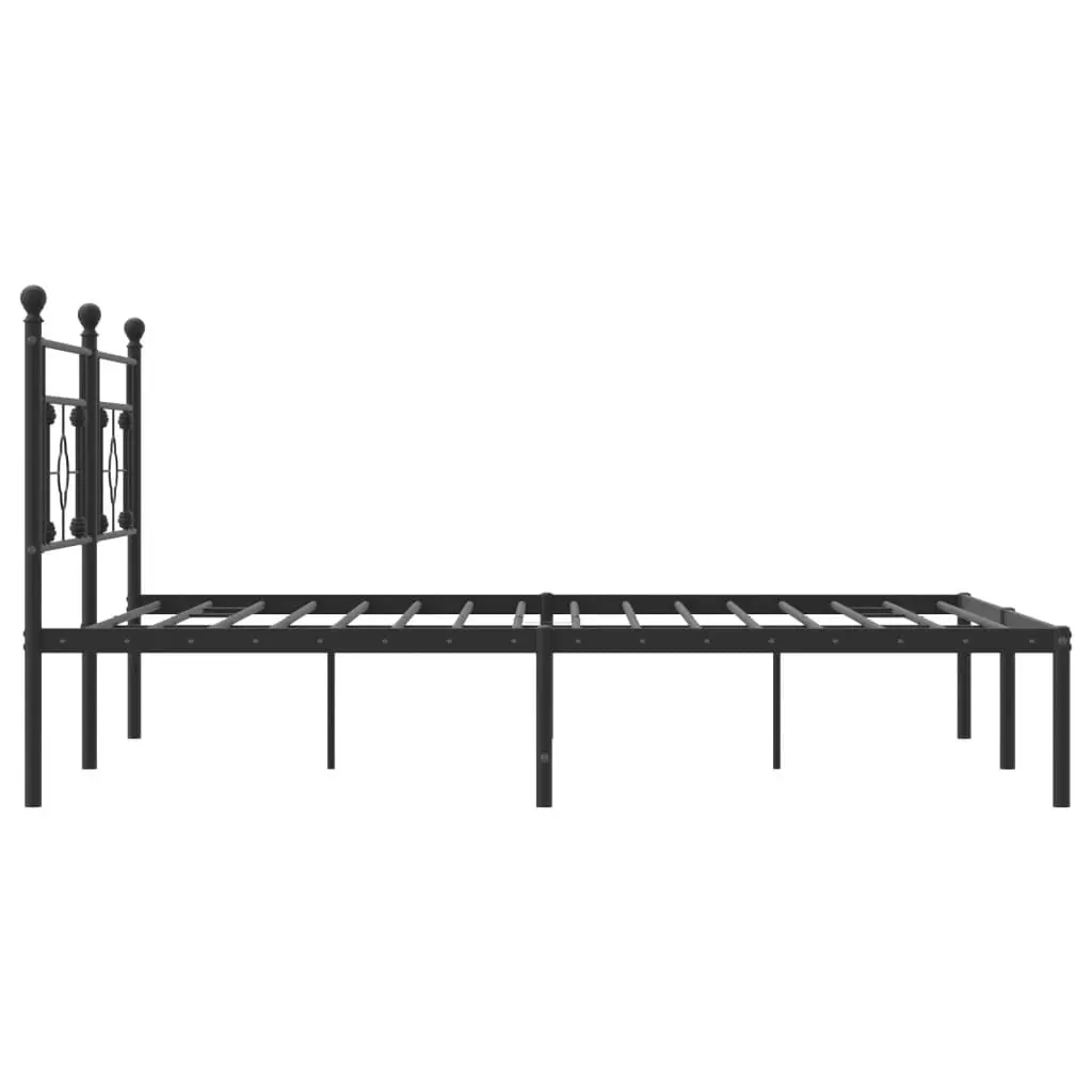 King Size Metal Bed Frame with Headboard in Black
