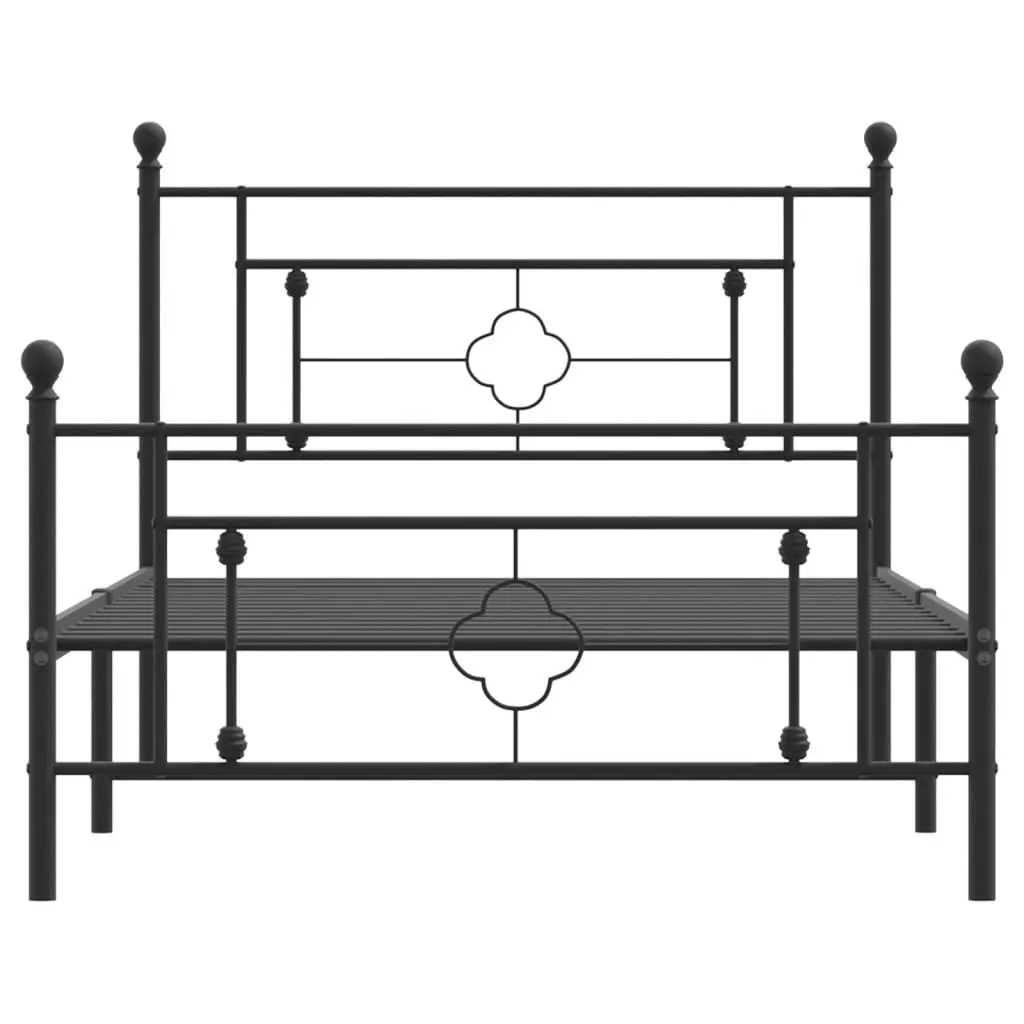Metal Bed Frame Black King Single 107x203 cm Powder-coated Steel with Headboard and Footboard