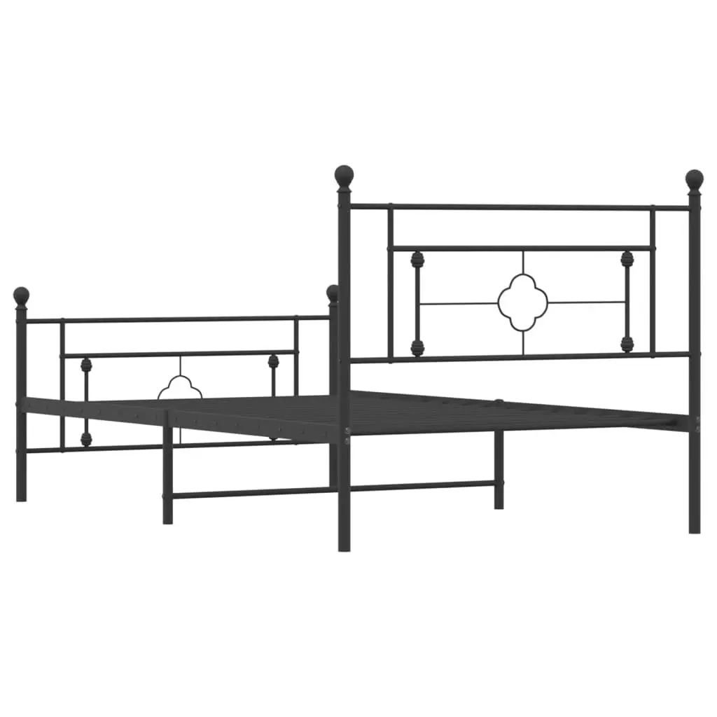 Metal Bed Frame Black King Single 107x203 cm Powder-coated Steel with Headboard and Footboard