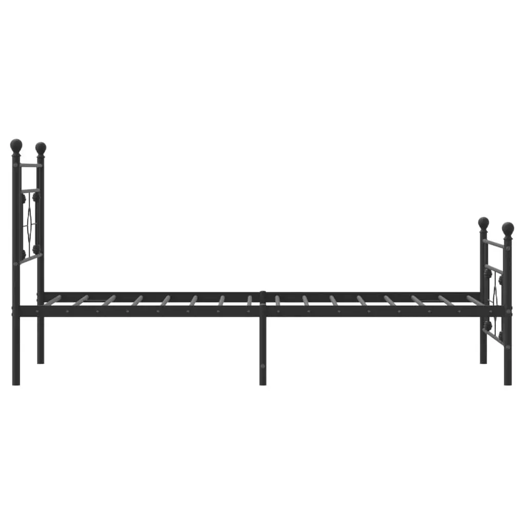 Metal Bed Frame Black King Single 107x203 cm Powder-coated Steel with Headboard and Footboard