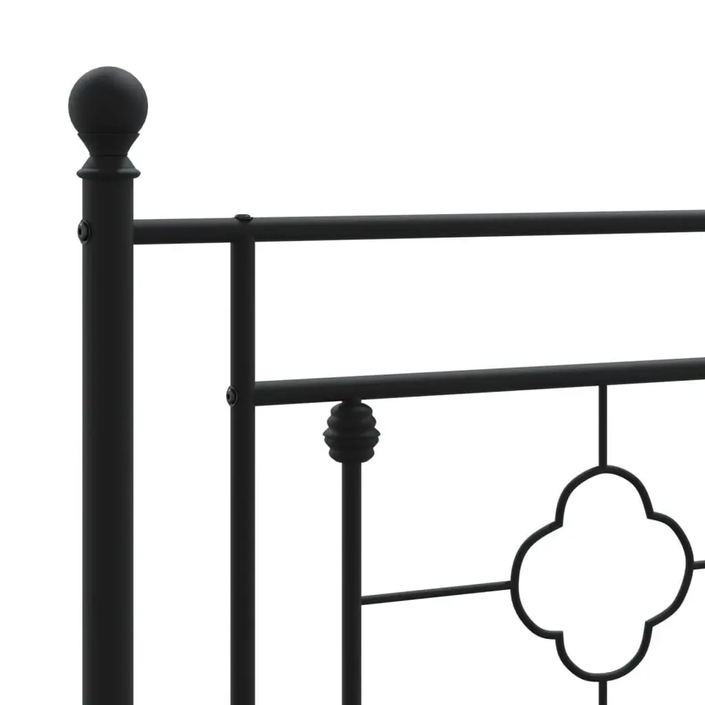 Metal Bed Frame Black King Single 107x203 cm Powder-coated Steel with Headboard and Footboard