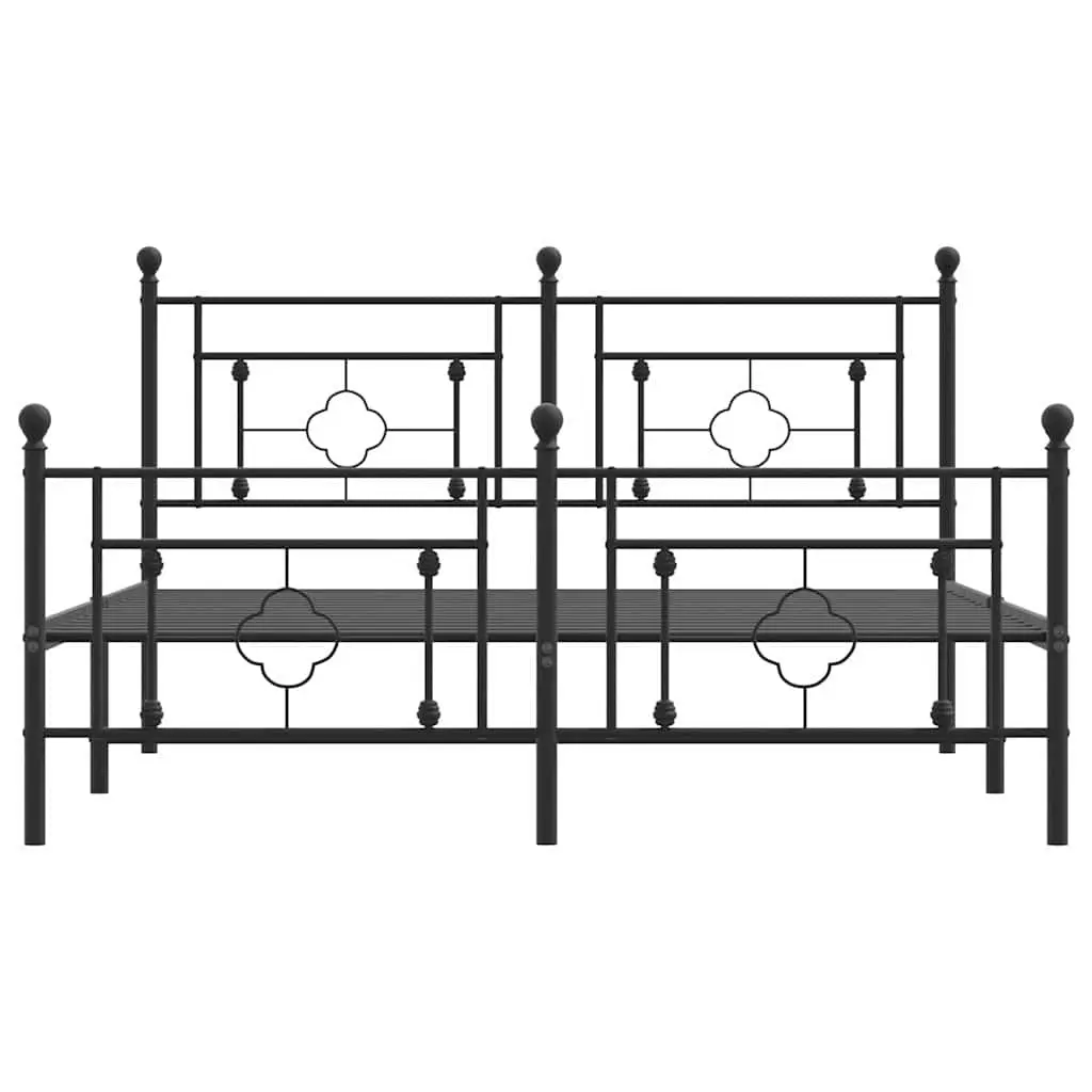 Black Metal Bed Frame 150x200 cm with Footboard