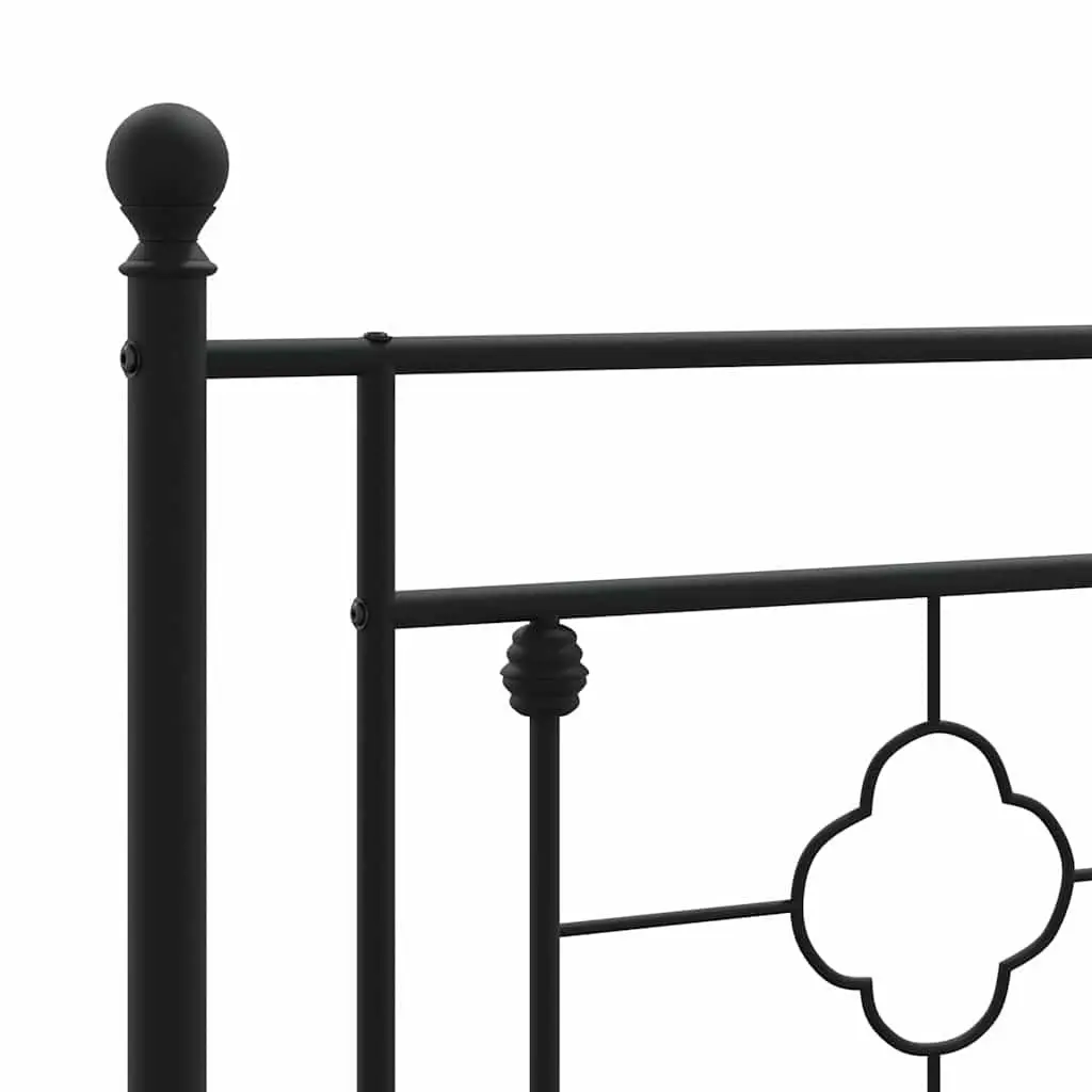 Black Metal Bed Frame 150x200 cm with Footboard