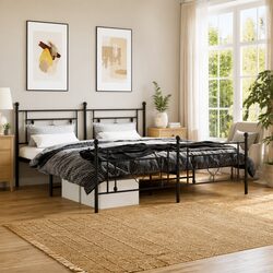 Classic King Size Metal Bed Frame with Headboard & Footboard