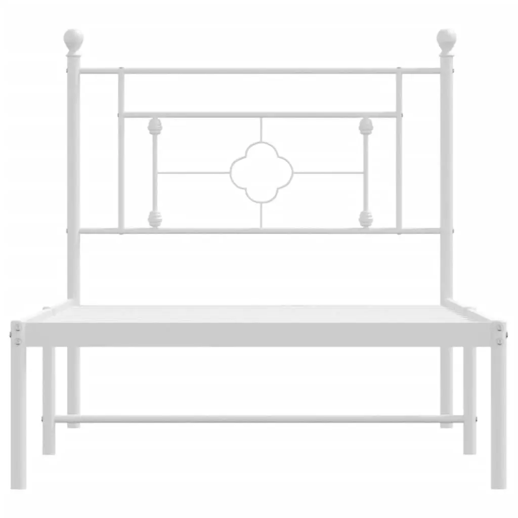 Metal Bed Frame with Headboard White 90x190 cm Powder-coated Steel
