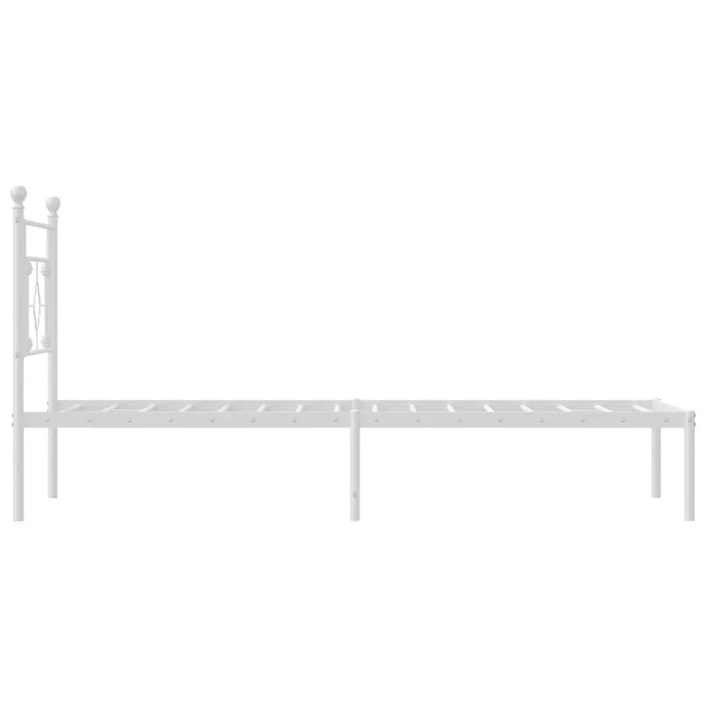 Metal Bed Frame with Headboard White 90x190 cm Powder-coated Steel