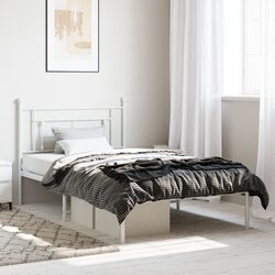 Elegant White King Single Metal Bed Frame 107x203cm