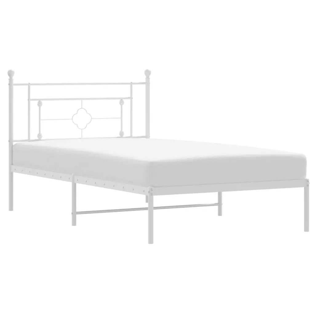 Metal Bed Frame King Single White Powder-coated Steel 107x203cm