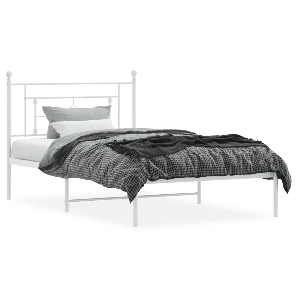 Metal Bed Frame King Single White Powder-coated Steel 107x203cm