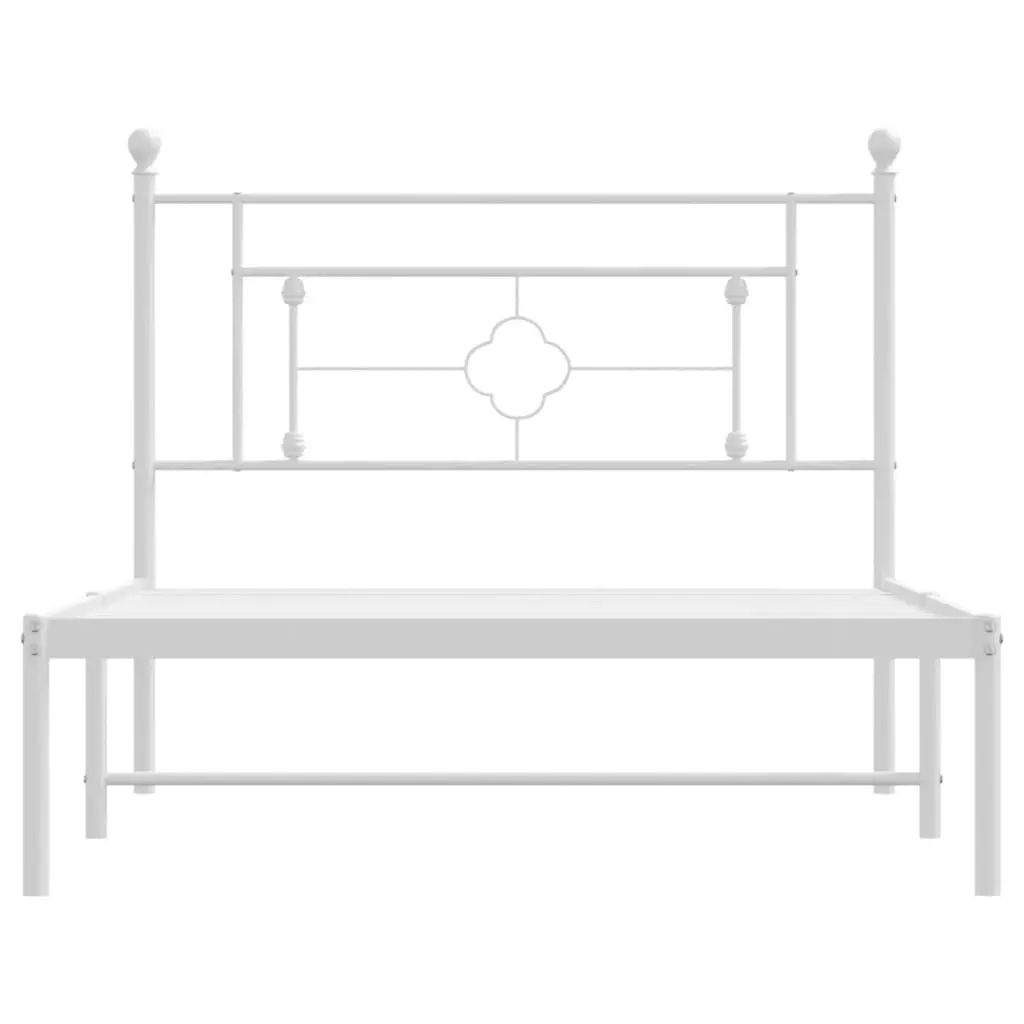 Metal Bed Frame King Single White Powder-coated Steel 107x203cm