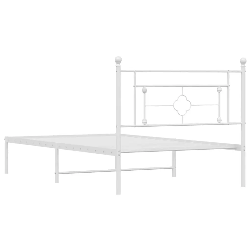 Metal Bed Frame King Single White Powder-coated Steel 107x203cm