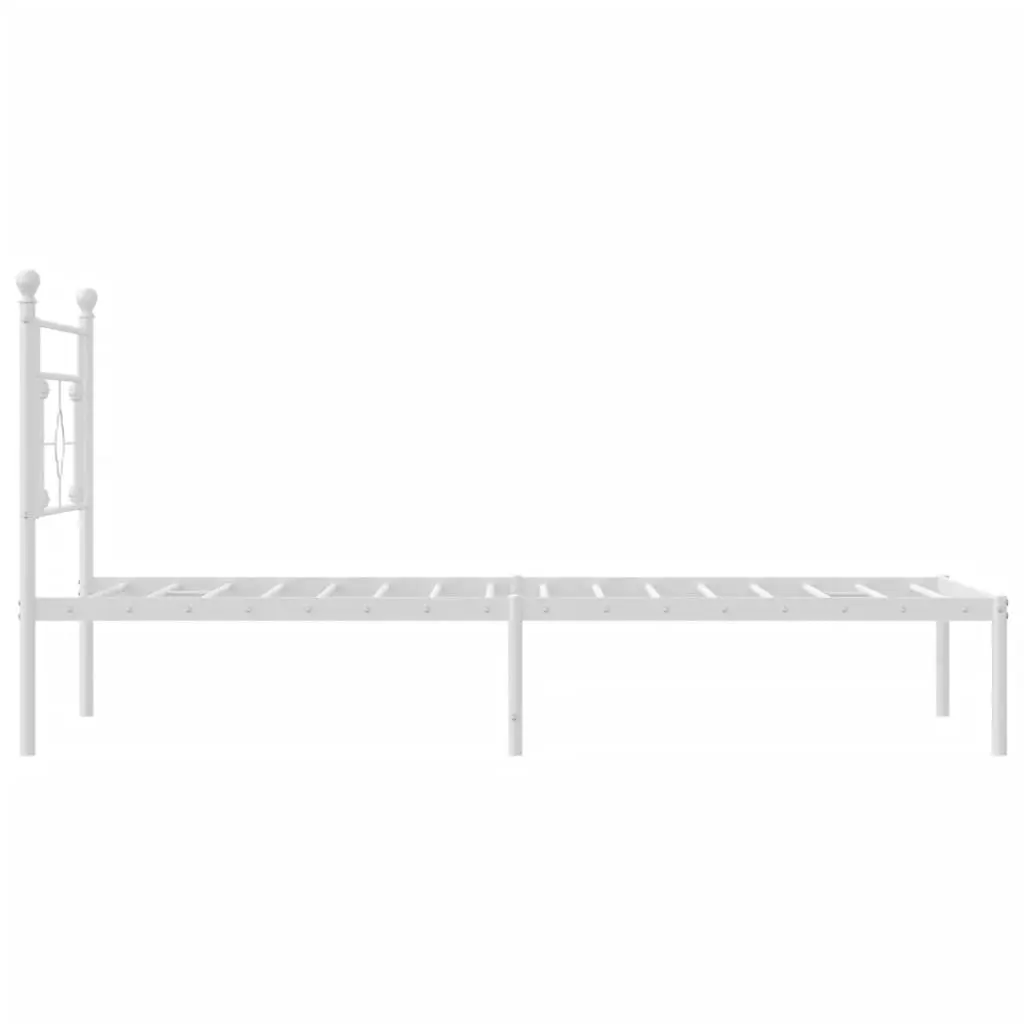Metal Bed Frame King Single White Powder-coated Steel 107x203cm