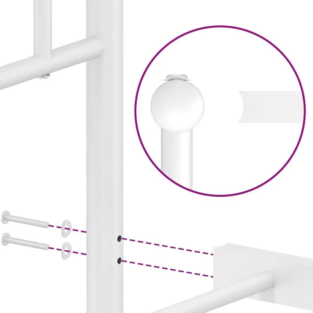 Metal Bed Frame King Single White Powder-coated Steel 107x203cm