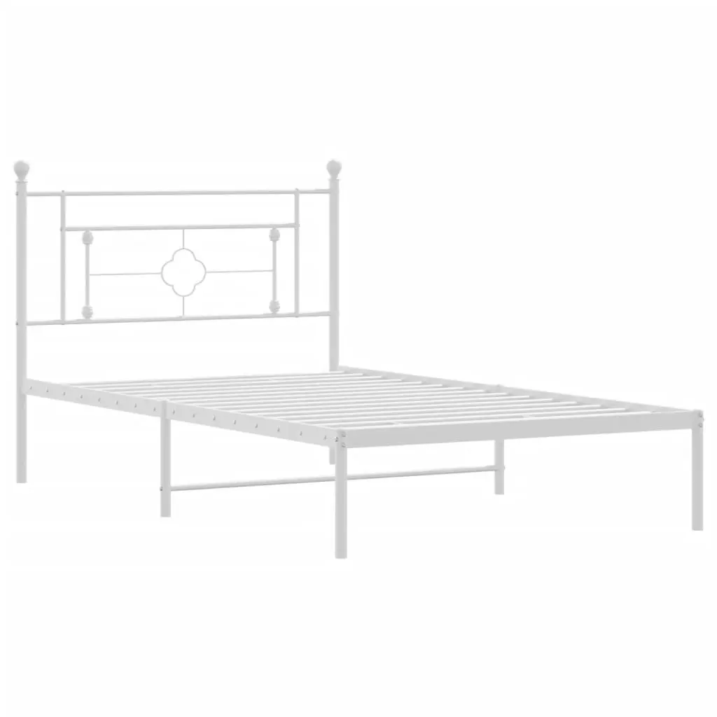 Metal Bed Frame King Single White Powder-coated Steel 107x203cm