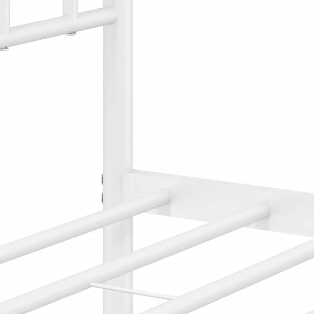 White Metal Bed Frame 135x190cm with Headboard