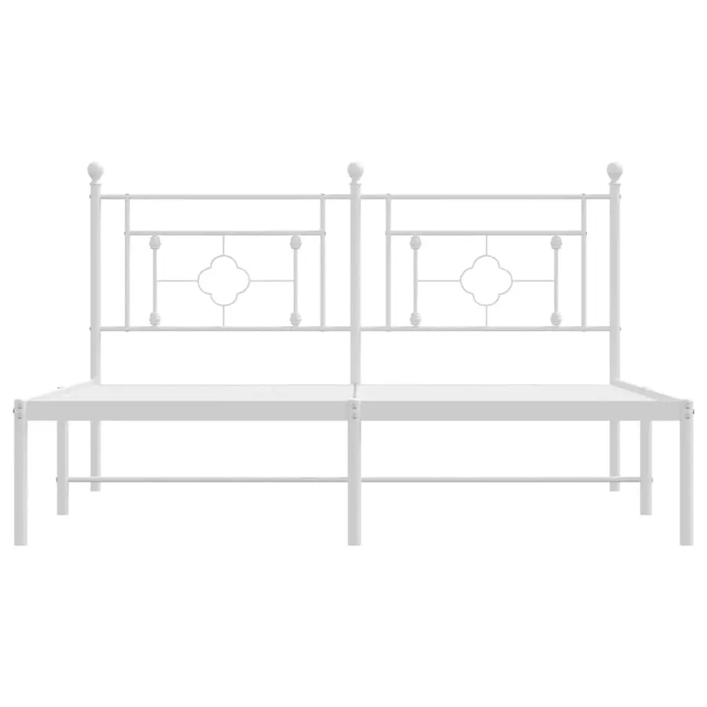 White Metal Bed Frame with Headboard 150x200 cm