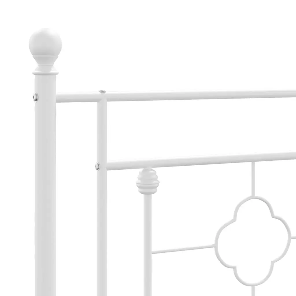 White Metal Bed Frame with Headboard 150x200 cm