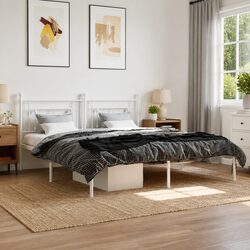 White King Size Metal Bed Frame 183x203cm with Headboard
