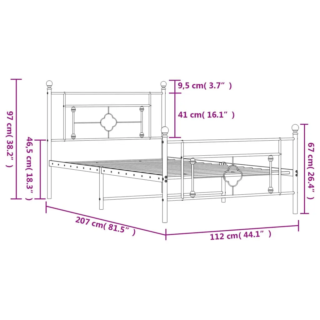 White Metal Bed Frame King Single 107x203 cm