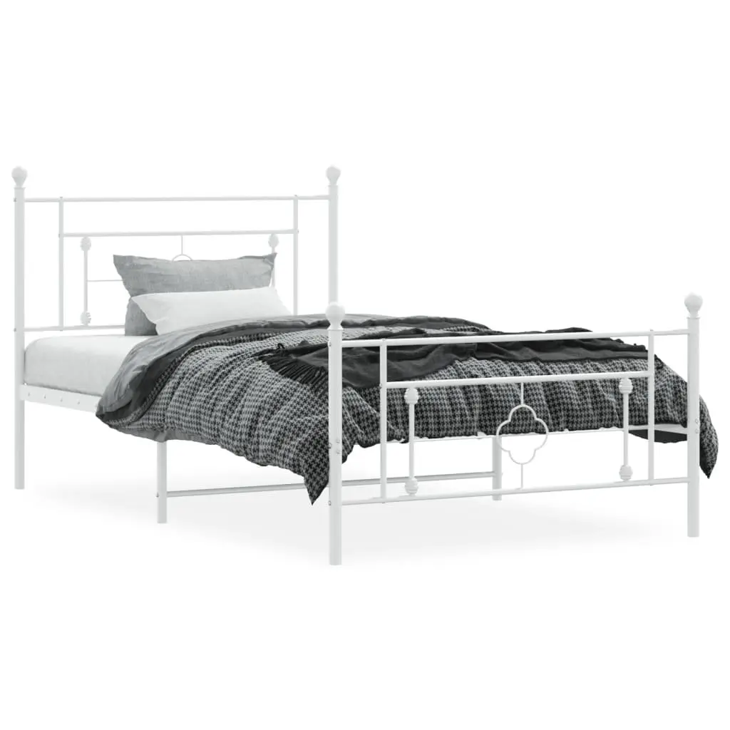 White Metal Bed Frame King Single 107x203 cm