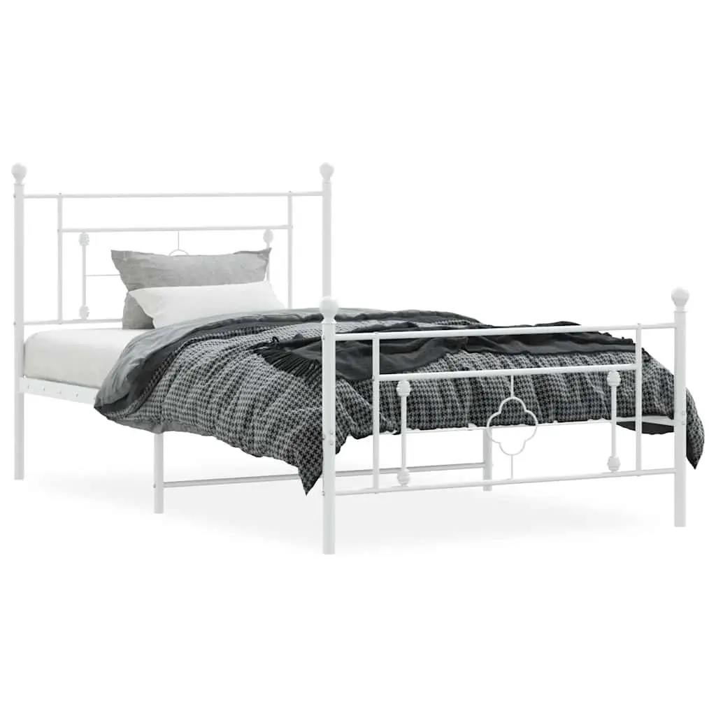 White Metal Bed Frame King Single 107x203 cm