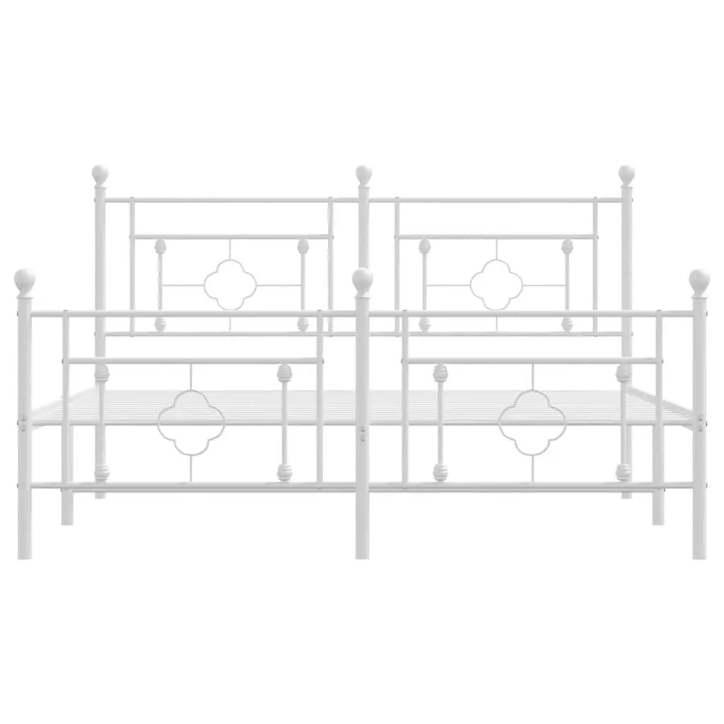White Metal Bed Frame with Footboard 150x200cm