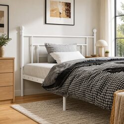 Stylish White Metal Headboard for Comfort and Support