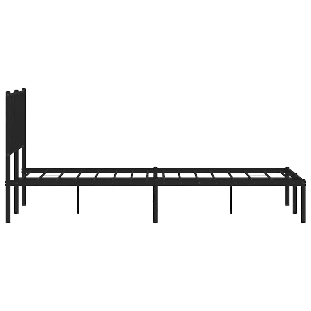 Black Metal Bed Frame 150x200 cm with Headboard