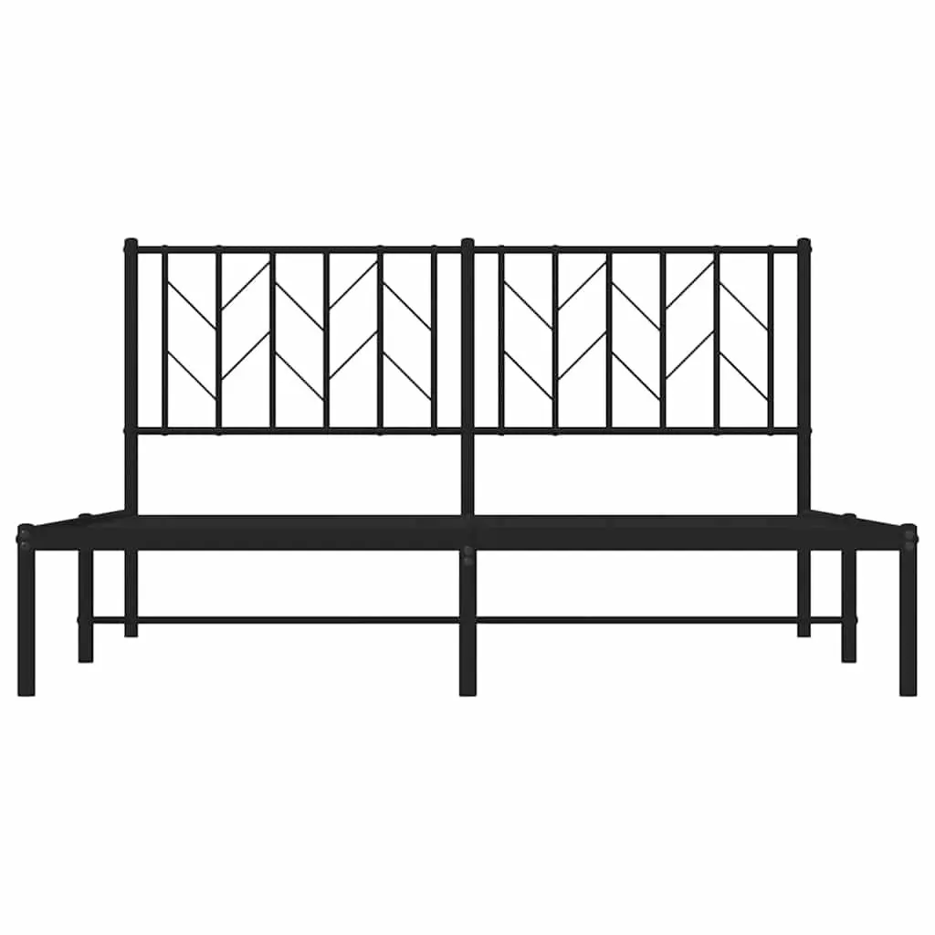 Black Metal Bed Frame 150x200 cm with Headboard