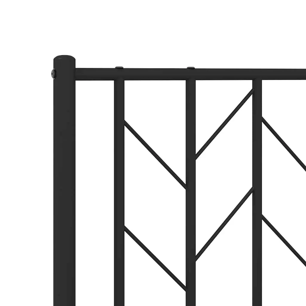 Black Metal Bed Frame 150x200 cm with Headboard