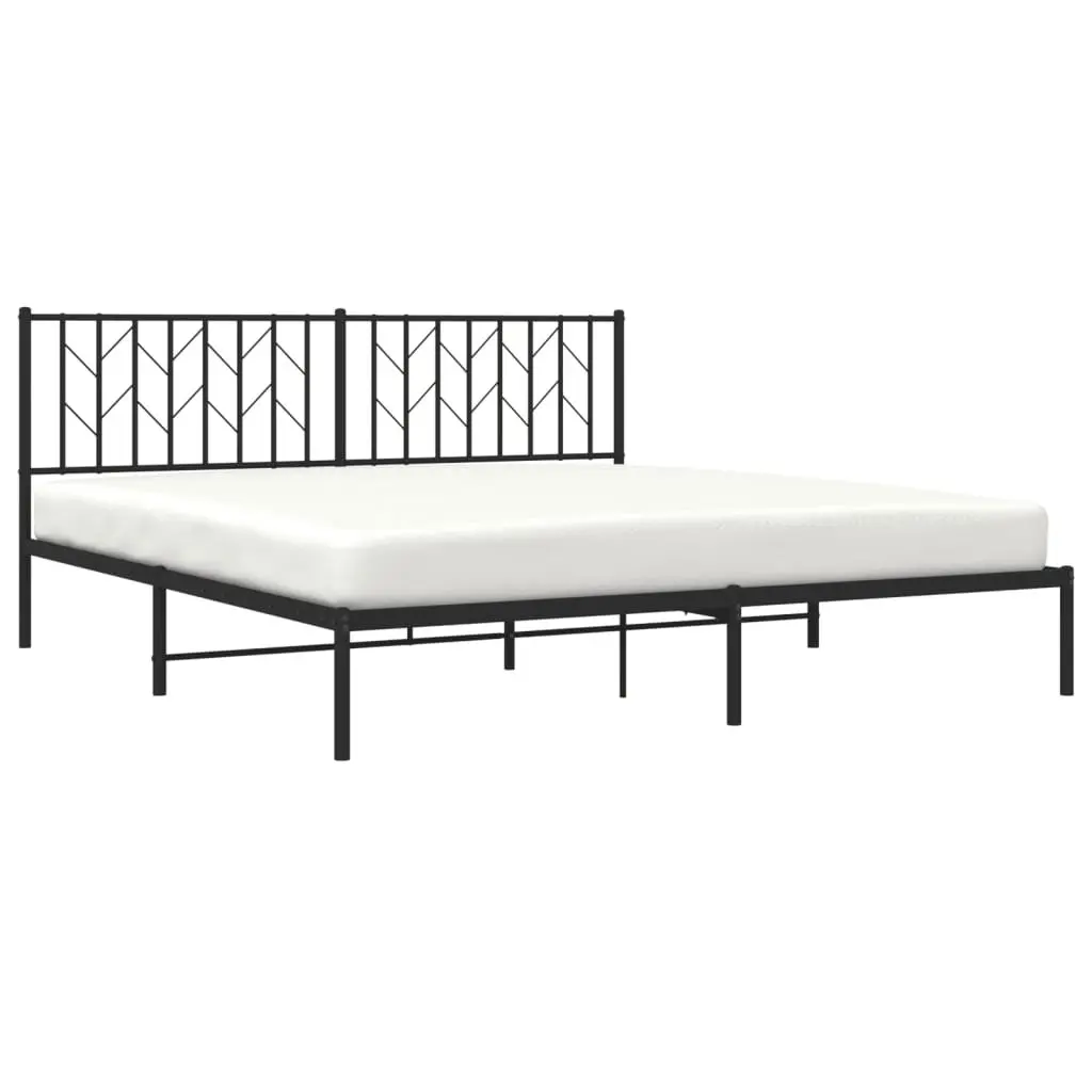 Black Metal King Bed Frame with Headboard