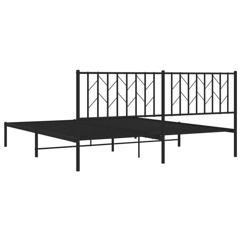 Black Metal King Bed Frame with Headboard