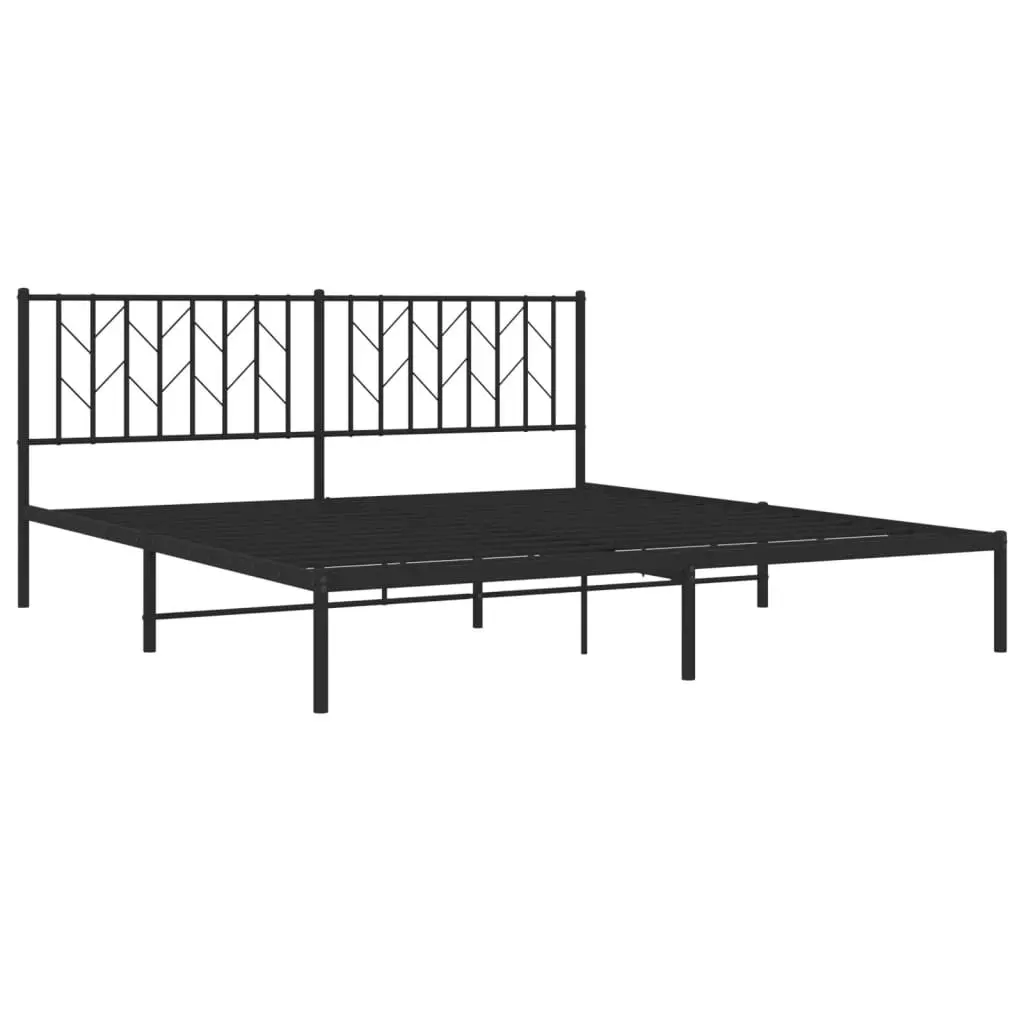 Black Metal King Bed Frame with Headboard