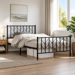 Elegant Black Metal Bed Frame King Single 107x203 cm