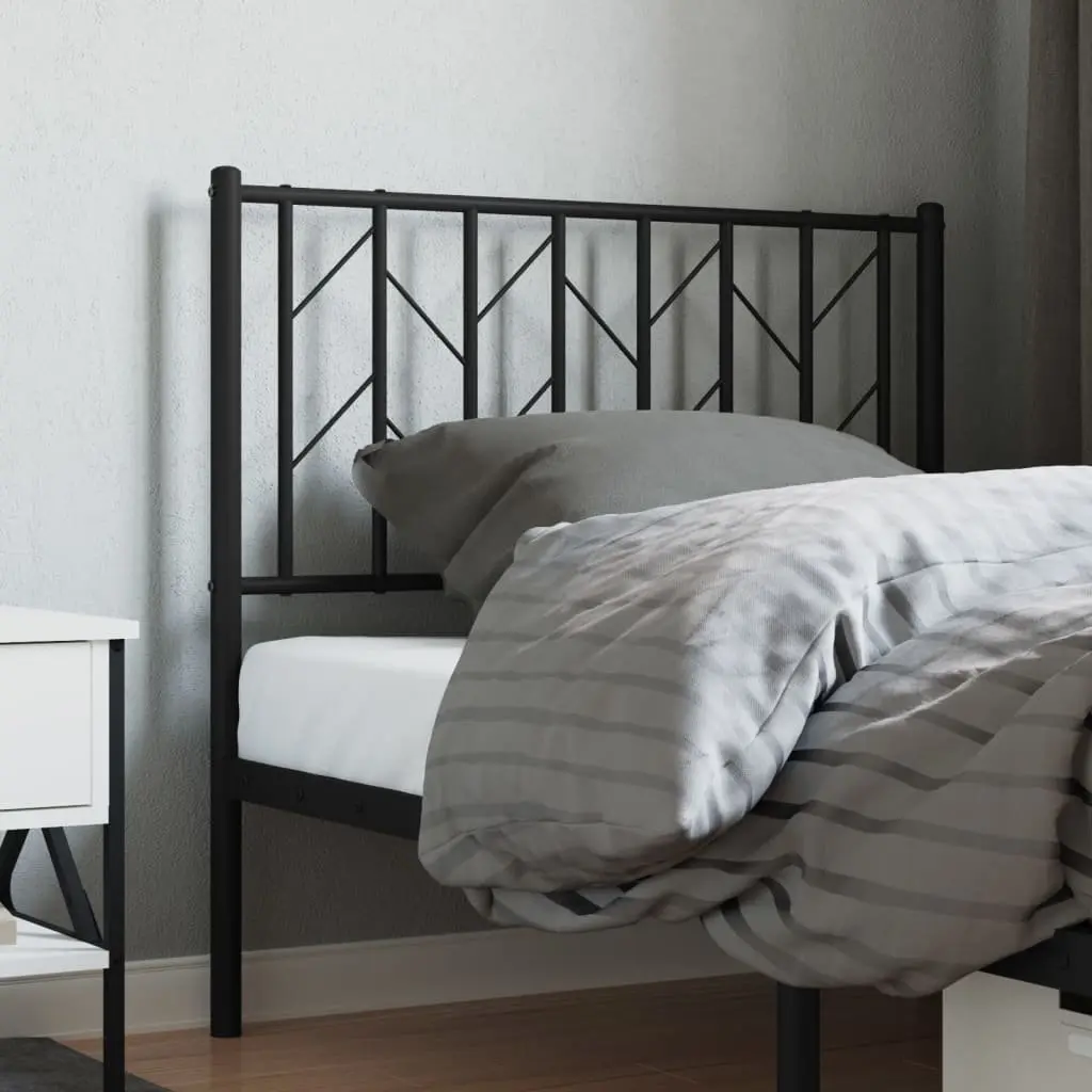 Metal Headboard Black 90cm Powder Coated Steel Sturdy Construction Bedroom Bed Frame Replacement