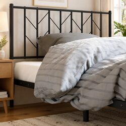 Stylish Black Metal Headboard 107 cm for Bedroom