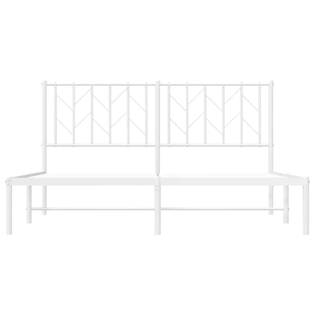 White Metal Bed Frame 150x200 cm with Headboard