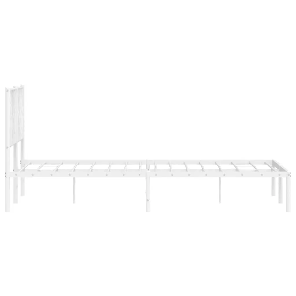 White Metal Bed Frame 150x200 cm with Headboard